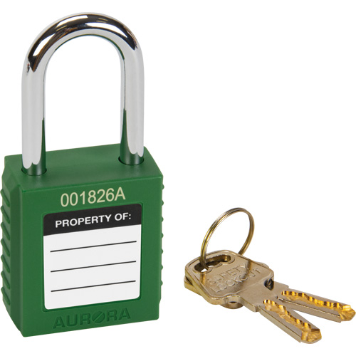 Verrouillage pour les consignations, Cadenas de s&eacute;curit&eacute;, Cl&eacute;s diff&eacute;rentes, Thermoplastique, Largeur de 1-1/2" Action Paper