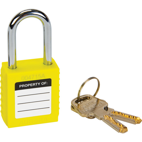 Verrouillage pour les consignations, Cadenas de s&eacute;curit&eacute;, Cl&eacute;s diff&eacute;rentes, Thermoplastique, Largeur de 1-1/2" Action Paper