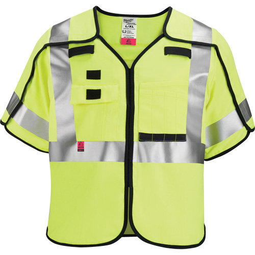 Gilet de s&eacute;curit&eacute; &agrave; maille d&eacute;tachable, Noir/Jaune lime haute visibilit&eacute;, Moyen/Petit Action Paper