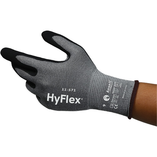 HyFlex&reg; 11-571 Cut-Resistant Gloves, Size 5, 15 Gauge, Nitrile Coated, Nylon/HPPE/Spandex Shell, ASTM ANSI Level A4/EN 388 Level D Action Paper