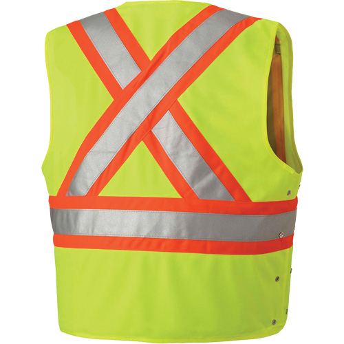 131 Veste de s&eacute;curit&eacute; avec c&ocirc;t&eacute;s r&eacute;glables, Jaune lime haute visibilit&eacute;, Moyen/Petit, Polyester Action Paper