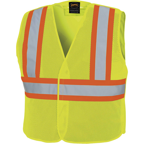 598P Veste de s&eacute;curit&eacute; &agrave; maille d&eacute;tachable, Jaune lime haute visibilit&eacute;, Moyen/Petit, Polyester Action Paper