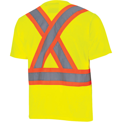 6991 Bird's-Eye Safety Shirt, Polyester, 3X-Large, High Visibility Lime-Yellow Action Paper