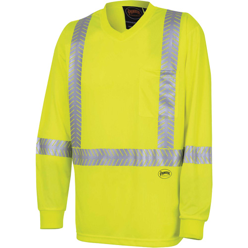 6905A Ultra-Cool Ultra-Breathable Long-Sleeved Safety Shirt, X-Small, High Visibility Lime-Yellow Action Paper