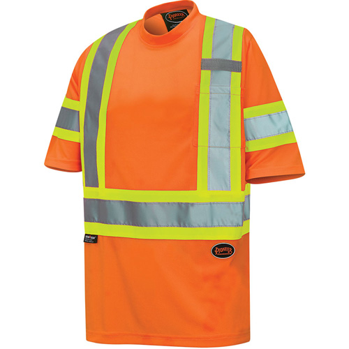 6970 Bird's-Eye Safety T-Shirt, Polyester, X-Small, High Visibility Orange Action Paper