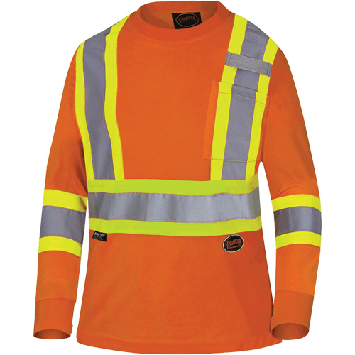 6968 Bird's-Eye Women's Safety T-Shirt, Polyester, X-Small, High Visibility Orange Action Paper