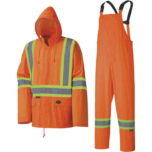5598 Lightweight Waterproof Rain Suit, Polyester/PVC, Small, High Visibility Orange Action Paper