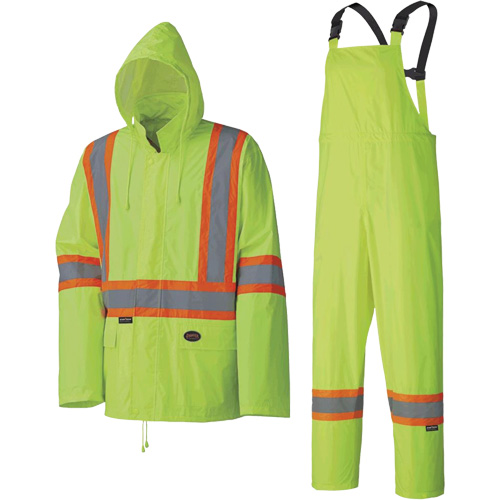 5599 Combinaison de pluie imperm&eacute;able et l&eacute;g&egrave;re, Polyester/PVC, T-petit, Jaune lime haute visibilit&eacute; Action Paper