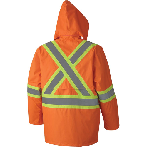 5608 210D Waterproof Rain Suit, Polyester/PVC, Small, High Visibility Orange Action Paper
