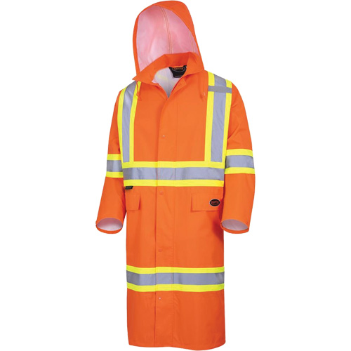 5630 Manteau long imperm&eacute;able The Rock 300D, Polyester, Petit, Orange haute visibilit&eacute; Action Paper