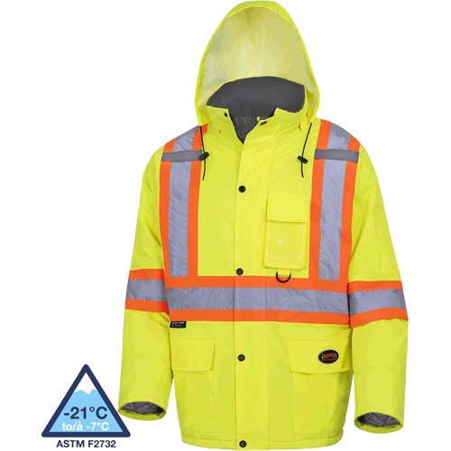 5031 Waterproof Quilted Safety Parka, High Visibility Lime-Yellow, Small Action Paper