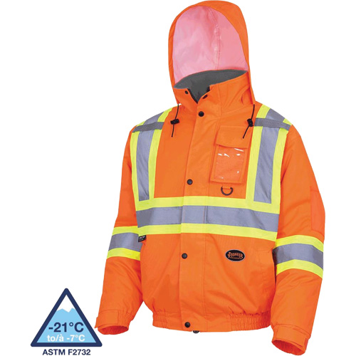 5032 Veste aviateur de s&eacute;curit&eacute; imperm&eacute;able et matelass&eacute;e pour l'hiver, Polyester, Orange haute visibilit&eacute;, Petit Action Paper