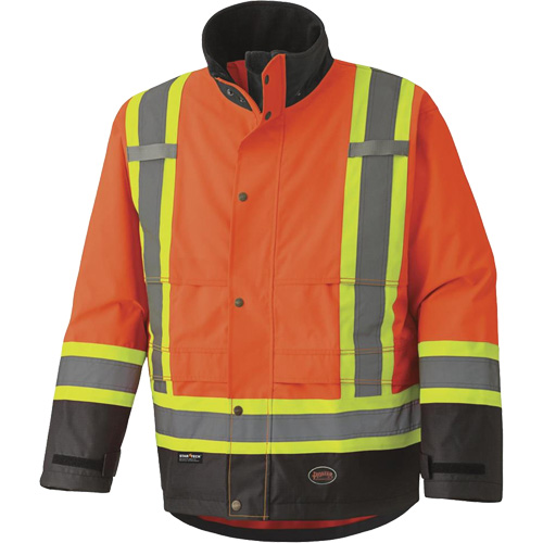 5400 Veste de s&eacute;curit&eacute; imperm&eacute;able 300D Trilobal antid&eacute;chirure, Polyester, Noir/Orange haute visibilit&eacute;, 2T-Grand Action Paper