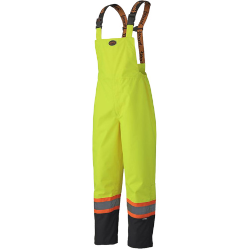 5405 300D Trilobal Ripstop Waterproof Bib Pants, Polyester, X-Small, High Visibility Lime-Yellow Action Paper