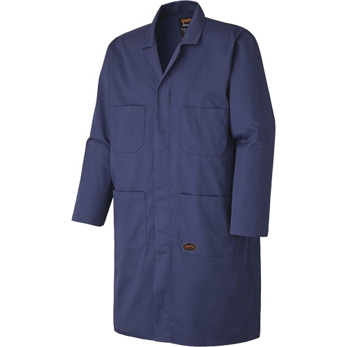 512 Shop Coat, Poly-Cotton, Small, Navy Blue Action Paper