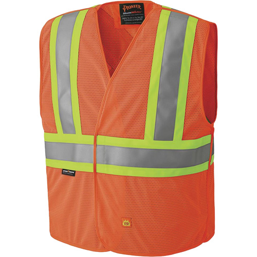 6914A Veste de s&eacute;curit&eacute; ignifug&eacute;e, Orange haute visibilit&eacute;, Moyen/Petit, Polyester Action Paper