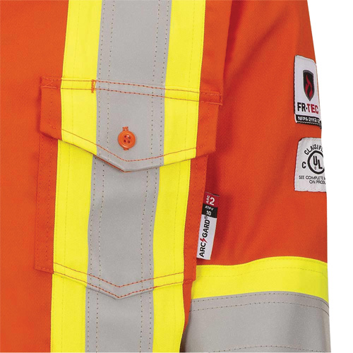 7743 FR-Tech&reg; Flame-Resistant Safety Shirt, Small, High Visibility Orange Action Paper