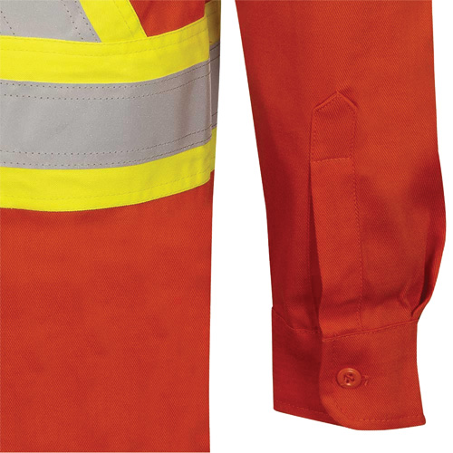 7743 FR-Tech&reg; Flame-Resistant Safety Shirt, Small, High Visibility Orange Action Paper