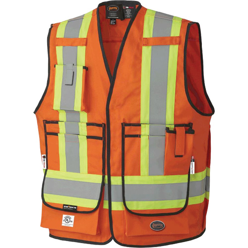 7732 FR-Tech&reg; Flame-Resistant Arc Surveyor's Vest, Small, High Visibility Orange, 9.7 cal/cm² Action Paper