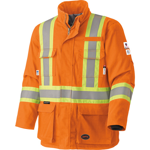 5533 Flame-Resistant Safety Parka, Small, High Visibility Orange, 58 cal/cm² Action Paper