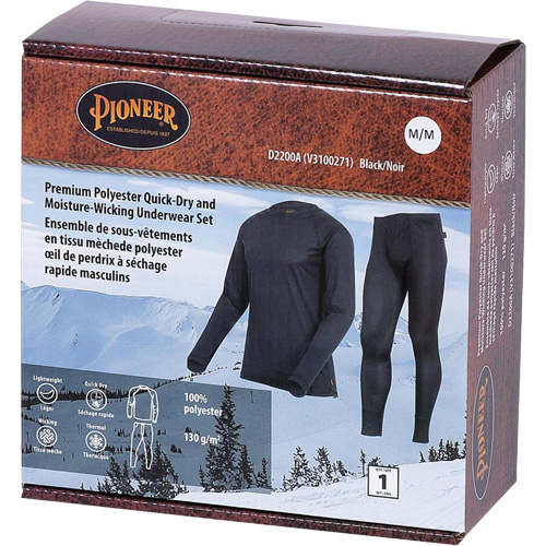 D2200A Premium Quick-Dry & Moisture-Wicking Underwear Set, Men's, X-Small, Black Action Paper
