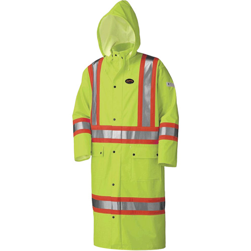 5897 Manteau long imperm&eacute;able et ignifuge, Grand, Jaune lime haute visibilit&eacute; Action Paper
