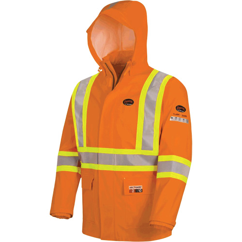 5880 Manteau de pluie ignifuge et protection contre les &eacute;clats d'arc &eacute;lectrique, T-petit, Orange haute visibilit&eacute;, 10 cal/cm² Action Paper