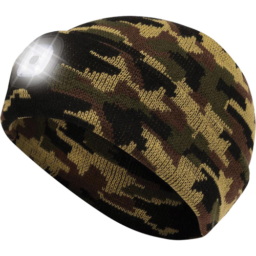5677 Knit Toque with LED Headlight, Fleece Lining, One Size, Camo Action Paper