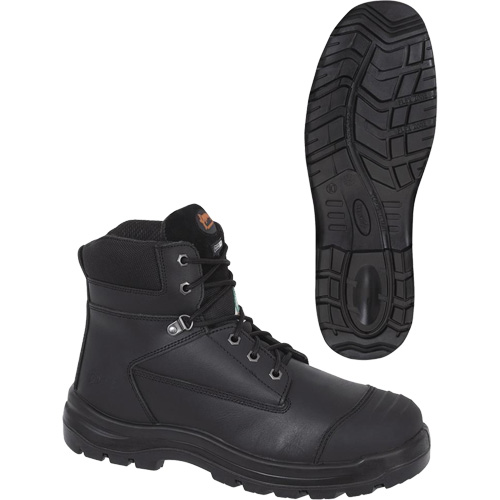 1025 Black 6" Work Boots, Leather, Steel Toe, Size 10 Action Paper