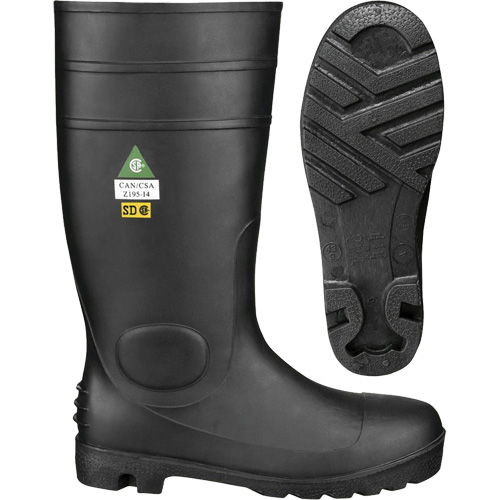 1022 Safety Boots, PVC, Steel Toe, Size 10, Puncture Resistant Sole Action Paper