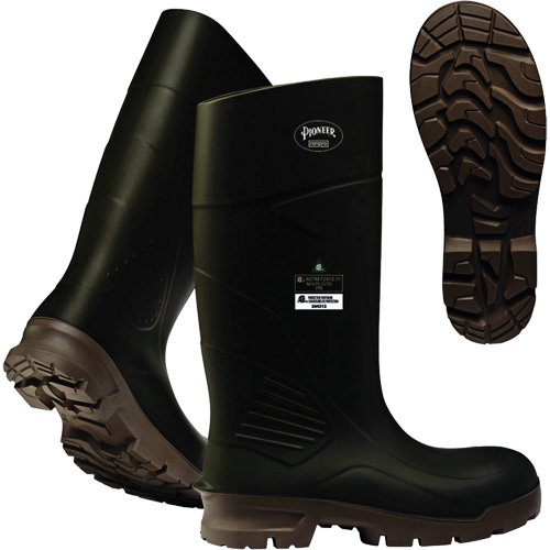 B405FUL.GR Pioneer Steel Plate Boots, Polyurethane, Steel Toe, Size 4, Puncture Resistant Sole Action Paper