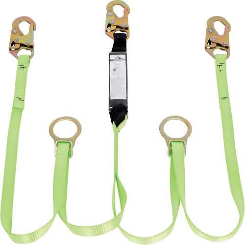 SA-54055-6 Shock Absorbing Lanyard, 6', Snap Hook Center, Snap Hook Leg Ends, Polyester Action Paper