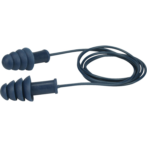 Bouchons doreilles en TPR d&eacute;tectables et r&eacute;utilisables, Avec cordon, Vrac - Boîte, 27 dB NRR, Taille unique Action Paper