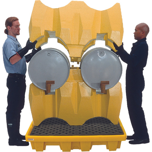 Ultra-Drum Rack 4-Drum Containment System with Drain, 53" L x 53" W x 77.8" H, 3000 US gal. Capacity Action Paper