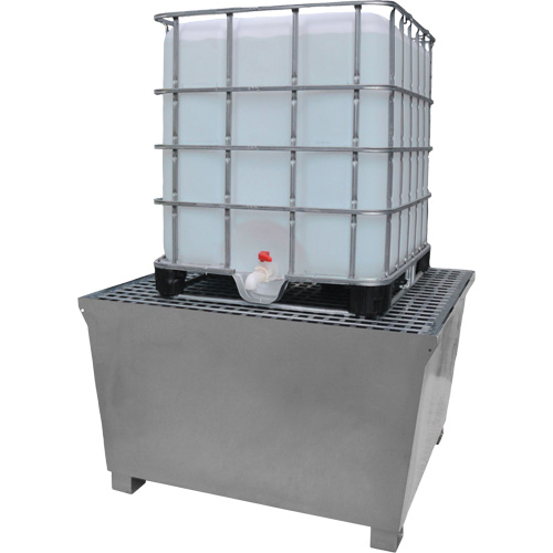 Ultra-IBC Spill Pallet en acier, Capacit&eacute; de d&eacute;versement 370 gal. US, 57,6" x 34,7" x 56,9" Action Paper