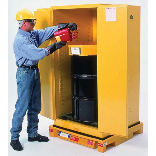Single Drum Ultra-Safety Cabinet Bladder System, 37,8" lo x 37,8" la x 6,3" h, Capacit&eacute; de charge 1500 lb Action Paper