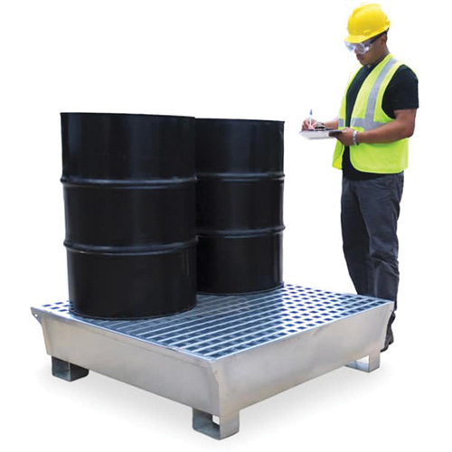 4-Drum Steel Ultra-Spill Pallet&reg;, 68 US gal. Spill Capacity, 49.1" x 47.1" x 10.9" Action Paper