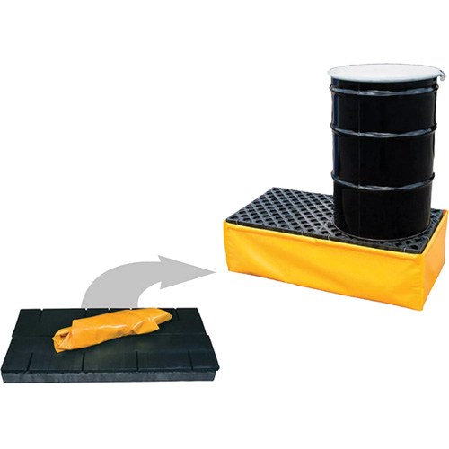 Ultra-Spill Pallet flexible, 2 barils, Capacit&eacute; de d&eacute;versement 66 gal. US, 48" x 24" x 14" Action Paper