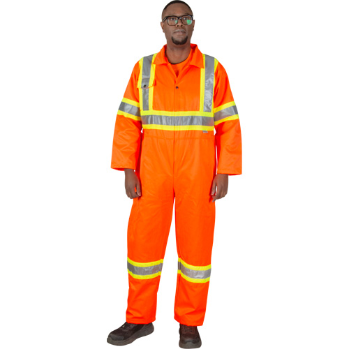 Unlined Safety Coveralls, Medium, High Visibility Orange Action Paper