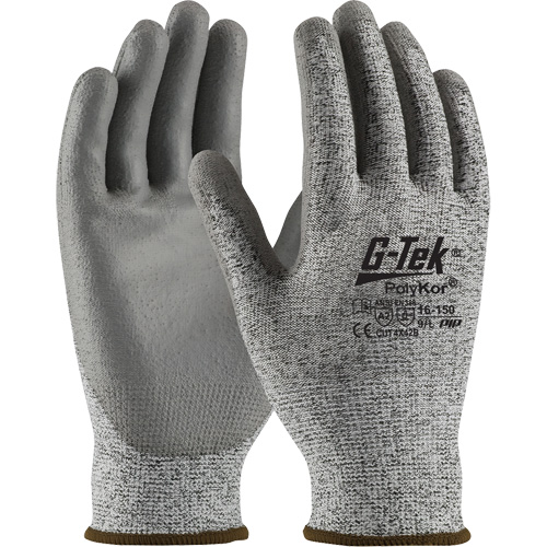 G-Tek&reg; Seamless Knit Cut-Resistant Gloves, Size X-Small, 13 Gauge, Polyurethane Coated, PolyKor&reg; Shell, ASTM ANSI Level A2/EN 388 Level B Action Paper