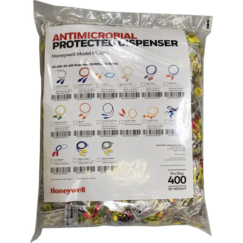 Recharge de bouchons doreille LL-30 pour le distributeur HL400, Vrac - Sac en poly, Avec cordon Action Paper