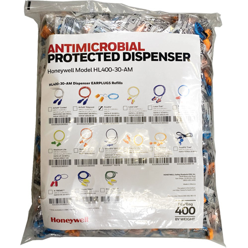 Recharge de bouchons doreille FF-30 pour le distributeur HL400, Vrac - Sac en poly, Avec cordon Action Paper