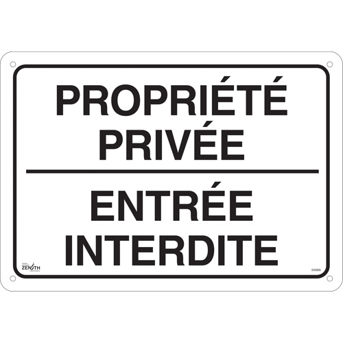 Enseigne  Propri&eacute;t&eacute; priv&eacute;e , 14" x 20", Aluminium, Français Action Paper