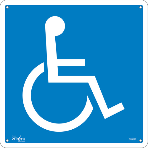 Handicap CSA Standard Safety Sign, 12" x 12", Aluminum, Pictogram Action Paper