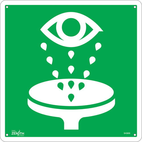 Eye Wash CSA Standard Safety Sign, 12" x 12", Aluminum, Pictogram Action Paper