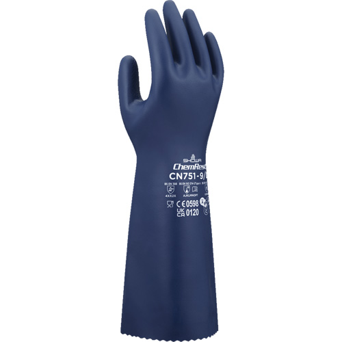 CN751 Chemical-Resistant Gloves, Size Small/7, 15" L, Nitrile, 18-mil Action Paper