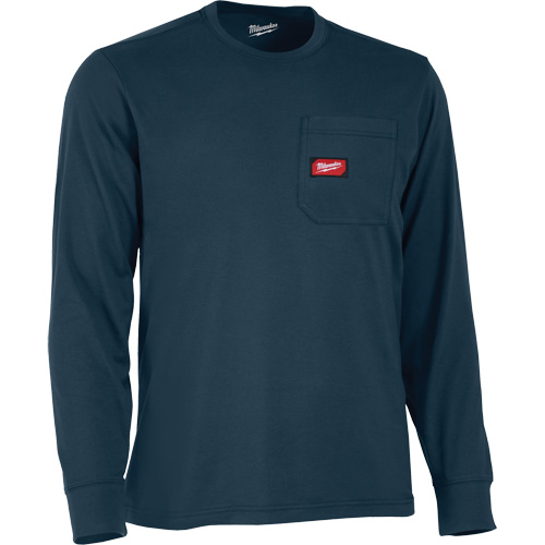 Gridiron Long-Sleeved Pocket-T-Shirt, Men's, Small, Blue Action Paper