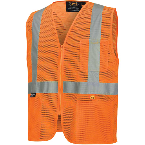 6943 Flame-Resistant Mesh Safety Vest, High Visibility Orange, Small, Polyester Action Paper