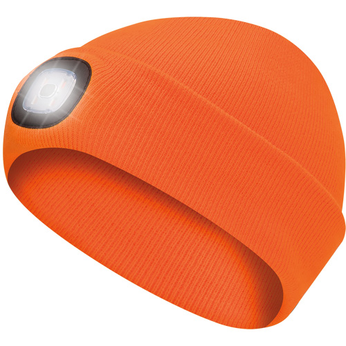 5675 Knit Toque with LED Headlight, Fleece Lining, One Size, High Visibility Orange Action Paper