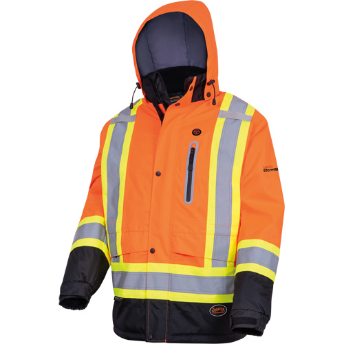 5407 Waterproof Insulated Heated Safety Jacket, Men's, Small, High-Visibility Orange Action Paper